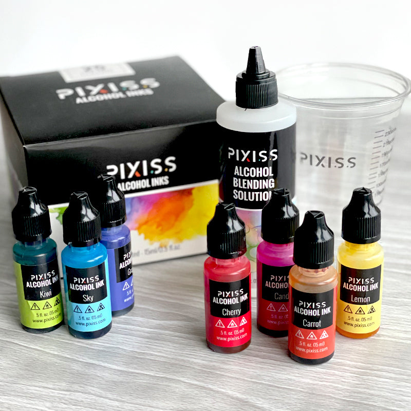 Pixiss Gemstone Alcohol Inks Set, 5 Highly Saturated Gemstone Alcohol Inks  for Resin