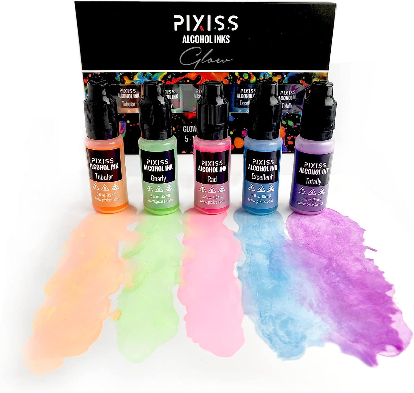 PIXISS Alcohol Ink Set of 5 - Glow In The Dark