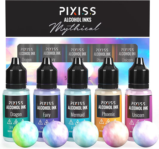 PIXISS Alcohol Ink Set of 5 - Mythical Iridescent Shimmering Hues