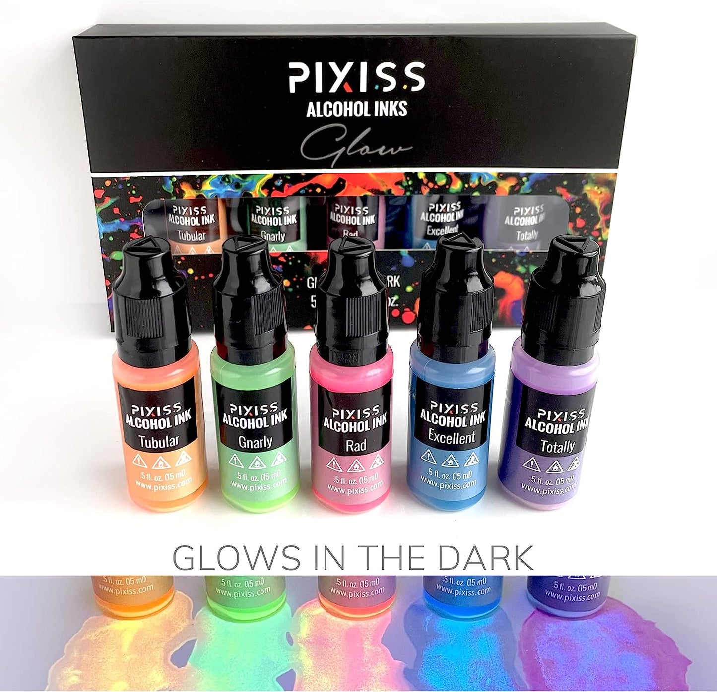 PIXISS Alcohol Ink Set of 5 - Glow In The Dark
