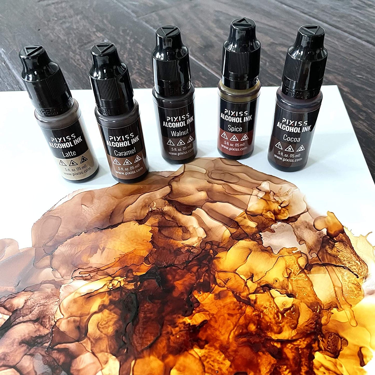 PIXISS Alcohol Ink Set of 5 - Brilliant Brown Hues