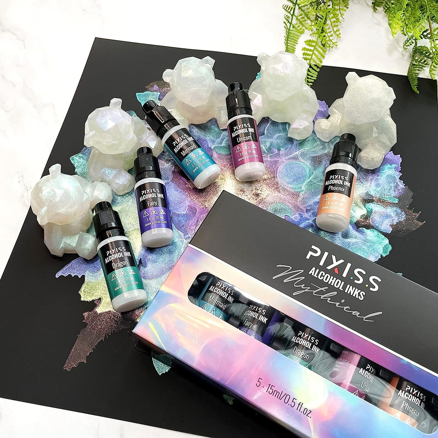 PIXISS Alcohol Ink Set of 5 - Mythical Iridescent Shimmering Hues