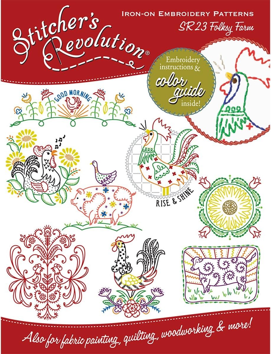 Stitcher's Revolution Folksy Farm Iron-On Transfer Pattern for Embroidery