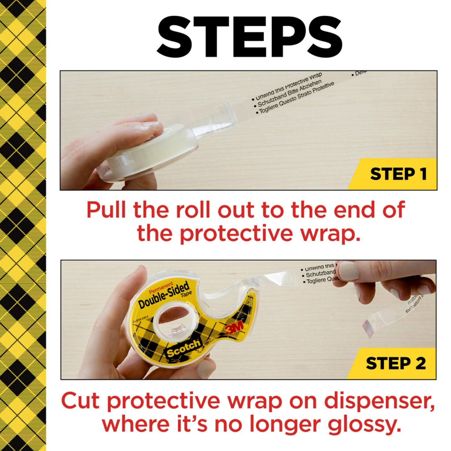 Scotch Double Sided Tape, Permanent, 1/2 in x 250 in, 3 Dispensers/Pack (3136)
