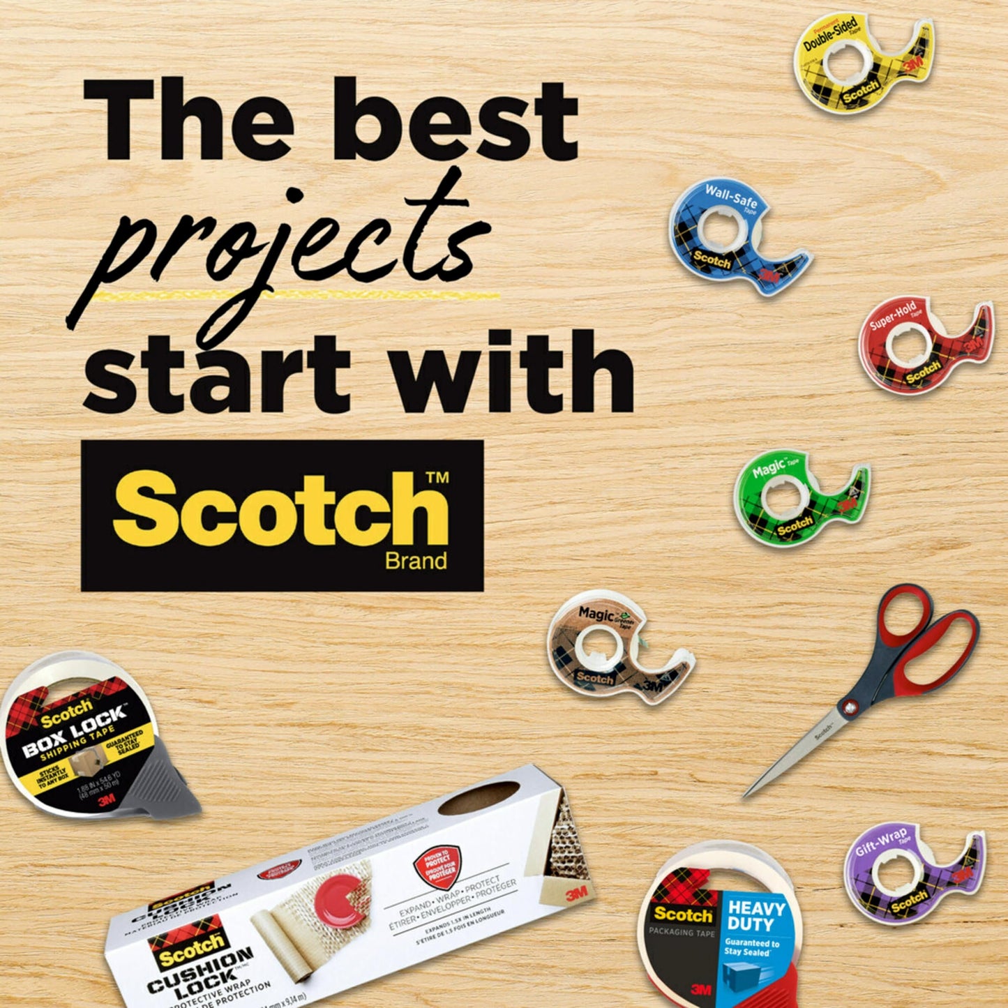 Scotch Double Sided Tape, Permanent, 1/2 in x 250 in, 3 Dispensers/Pack (3136)