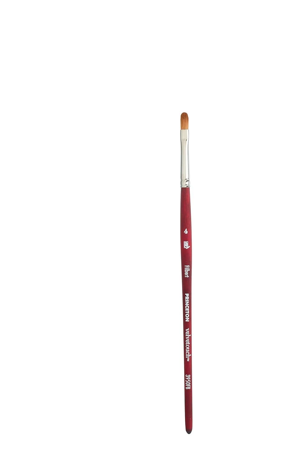 Princeton Velvetouch, Series 3950, Paint Brush for Acrylic, Oil and Watercolor, Filbert, 4