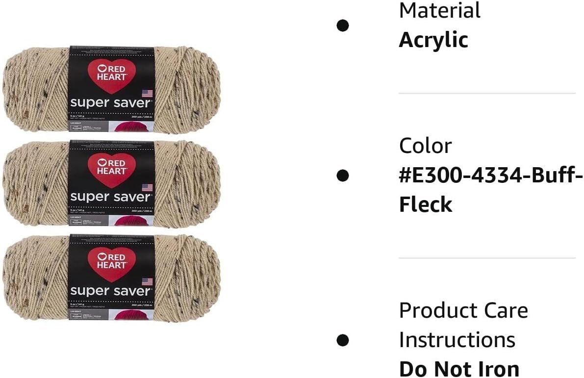 Red Heart Super Saver Yarn (3-Pack) Buff Fleck E300-4334