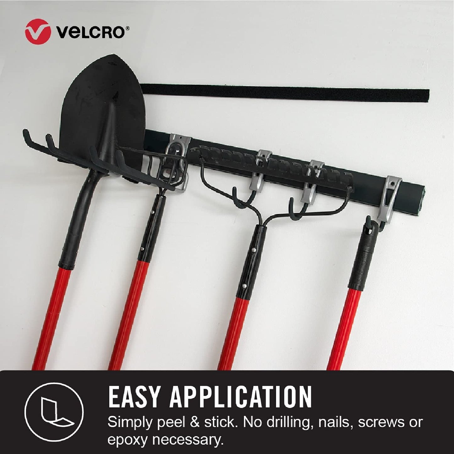 VELCRO Brand Industrial Fasteners Stick-On Adhesive | Professional Grade Heavy Duty Strength Holds up to 10 lbs on Smooth Surfaces | Indoor Outdoor Use, 4in x 2in (2pk), Strips, 2 Sets, 90200