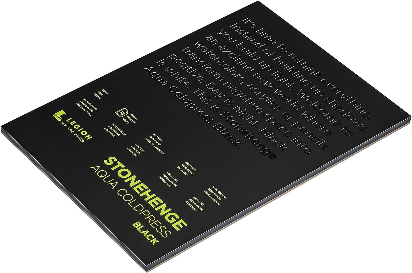 Stonehenge Aqua Black Pad, 140lb, Coldpress, 10 x 14 Inches, 15 Sheets