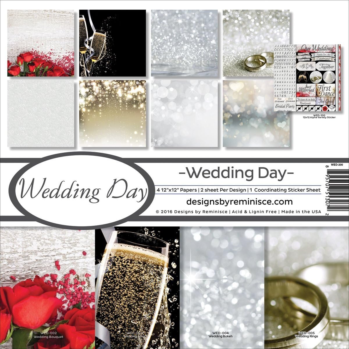 Reminisce Wedding Scrapbook Collection Kit, Multicolor, 12" by 12", (WED-200)