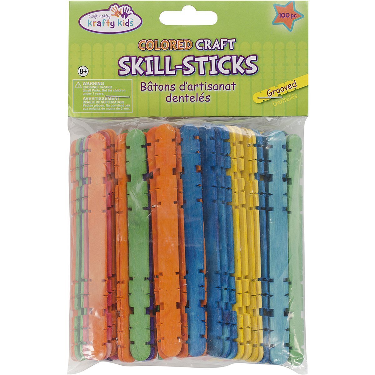 Craft Skill Sticks Assorted Colors -4.5" 100/Pkg