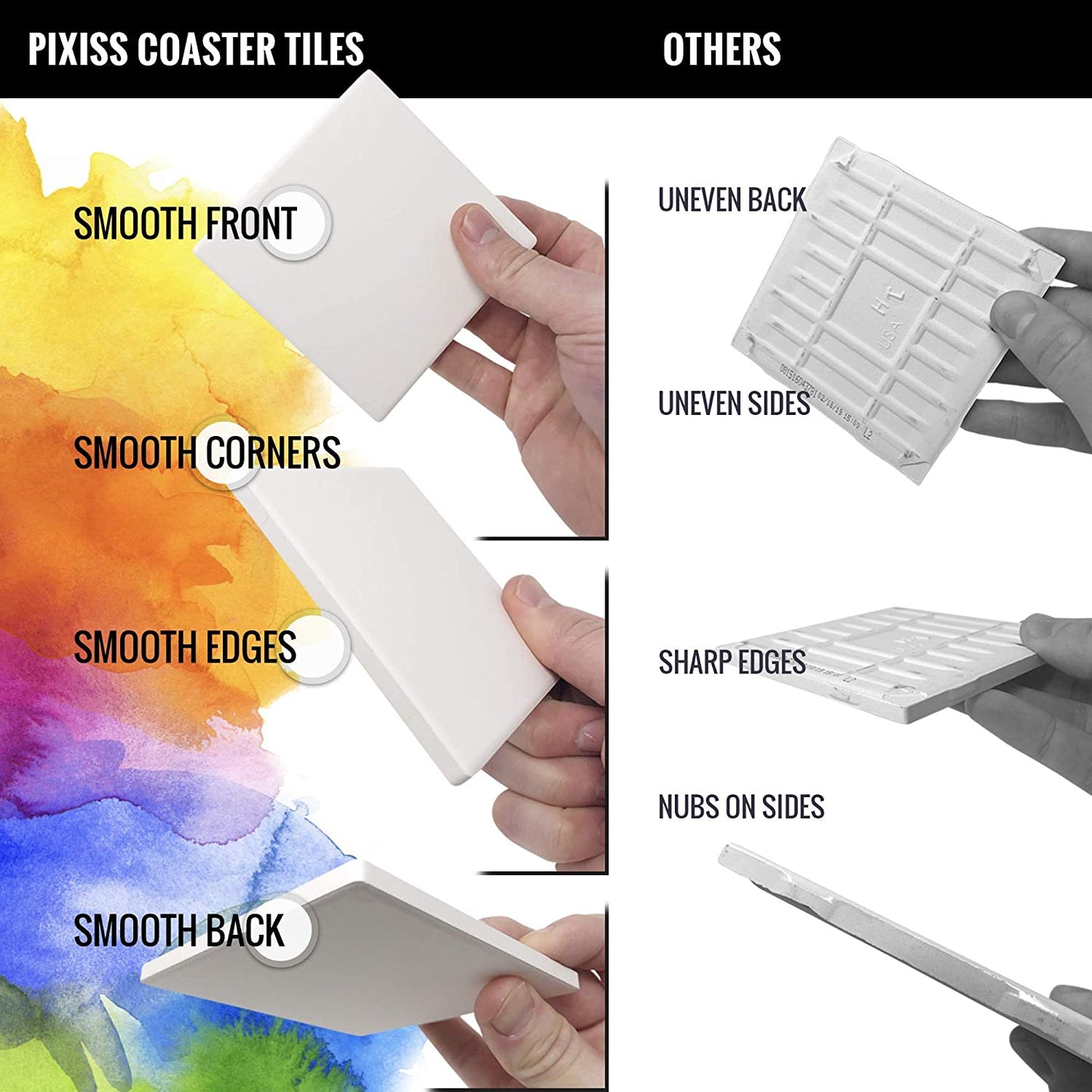 PIXISS DIY Square Coaster/Tiles Kit with Acrylic Paint, Stencils & Brushes