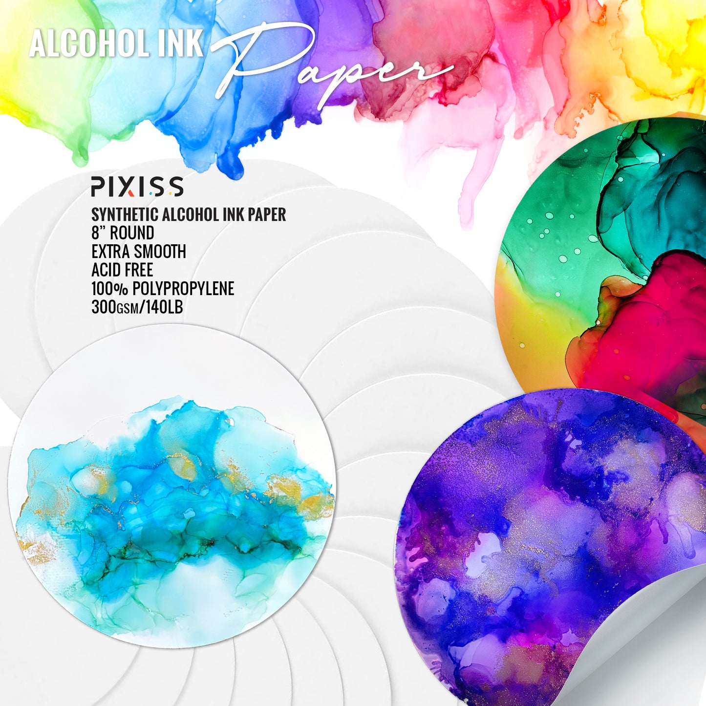 PIXISS Round Alcohol Ink Paper