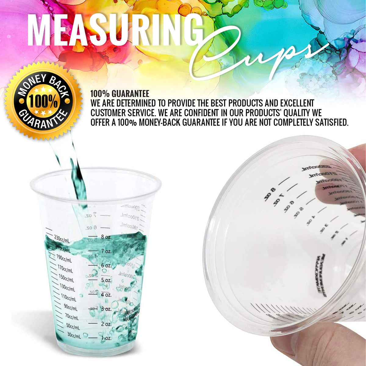 EpoxyStix Disposable Measuring Cups Combo Pack for Mixing Epoxy Resin - Pack of 25 Clear 10 oz Cups and 100 1 oz Medicine Cups - Includes 50 Mixing