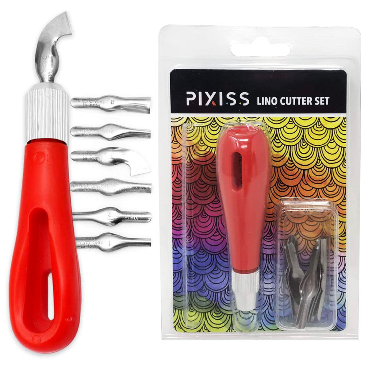 Printmaking Supplies Starter Kit by Pixiss - 3x Stamp pad, 15x Ink Pads for  Rubber Stamps, Hobby Knife Pen with 6 Blades, Stamp Carving Tool 