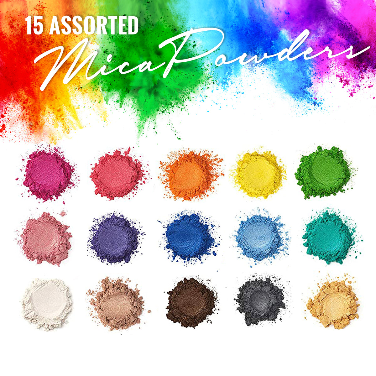 Mica Powder Epoxy Resin 15 Colors Shimmery Pigment Natural Soap Making Lip  Gloss