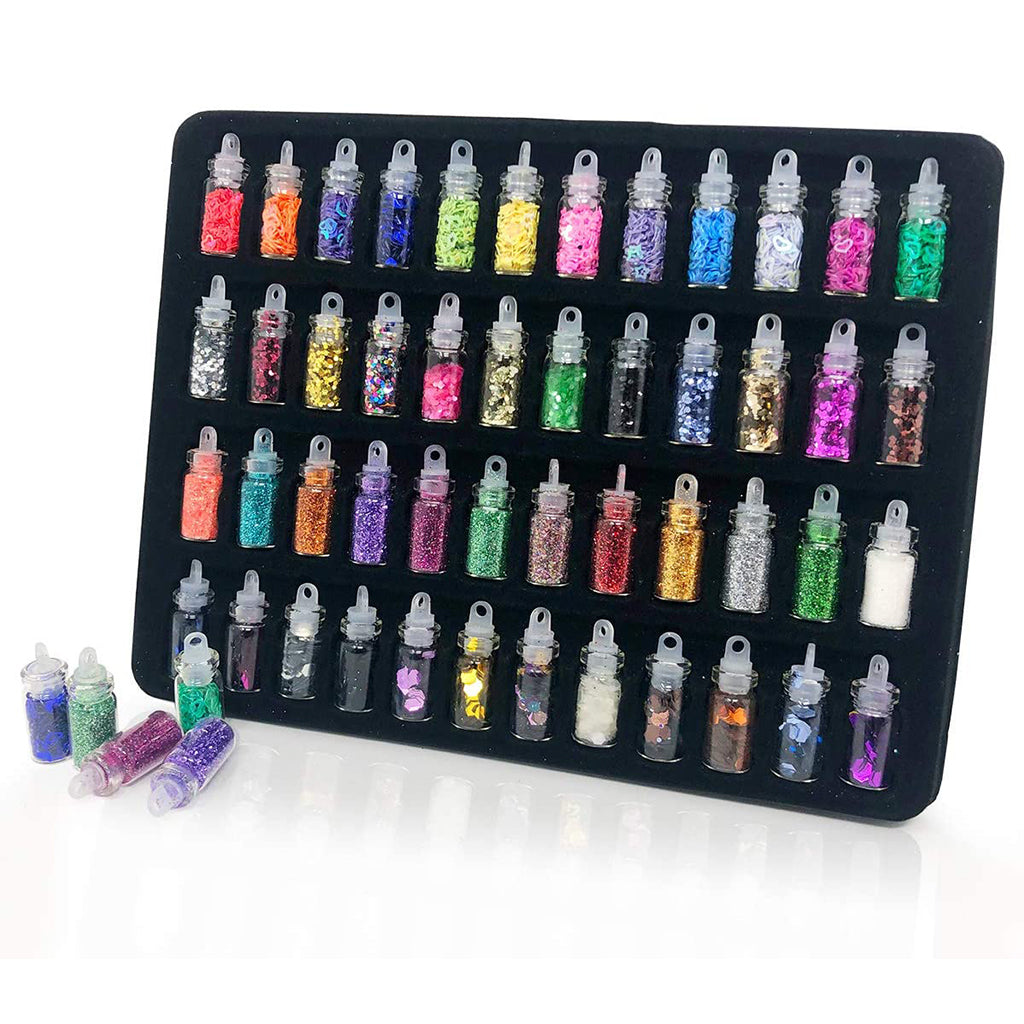 PIXISS Assorted Mini Glitter & Sequin Vials - 48PC