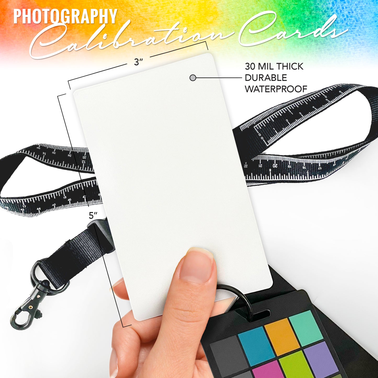 PIXISS Photography Calibration Cards with Lanyard and Lens Cloth