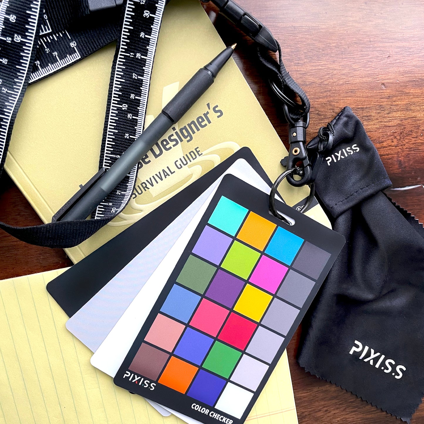 PIXISS Photography Calibration Cards with Lanyard and Lens Cloth