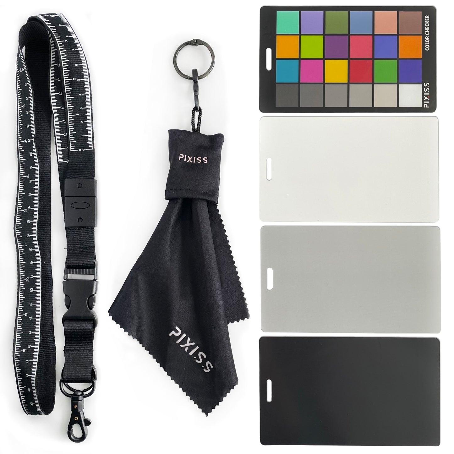 PIXISS Photography Calibration Cards with Lanyard and Lens Cloth