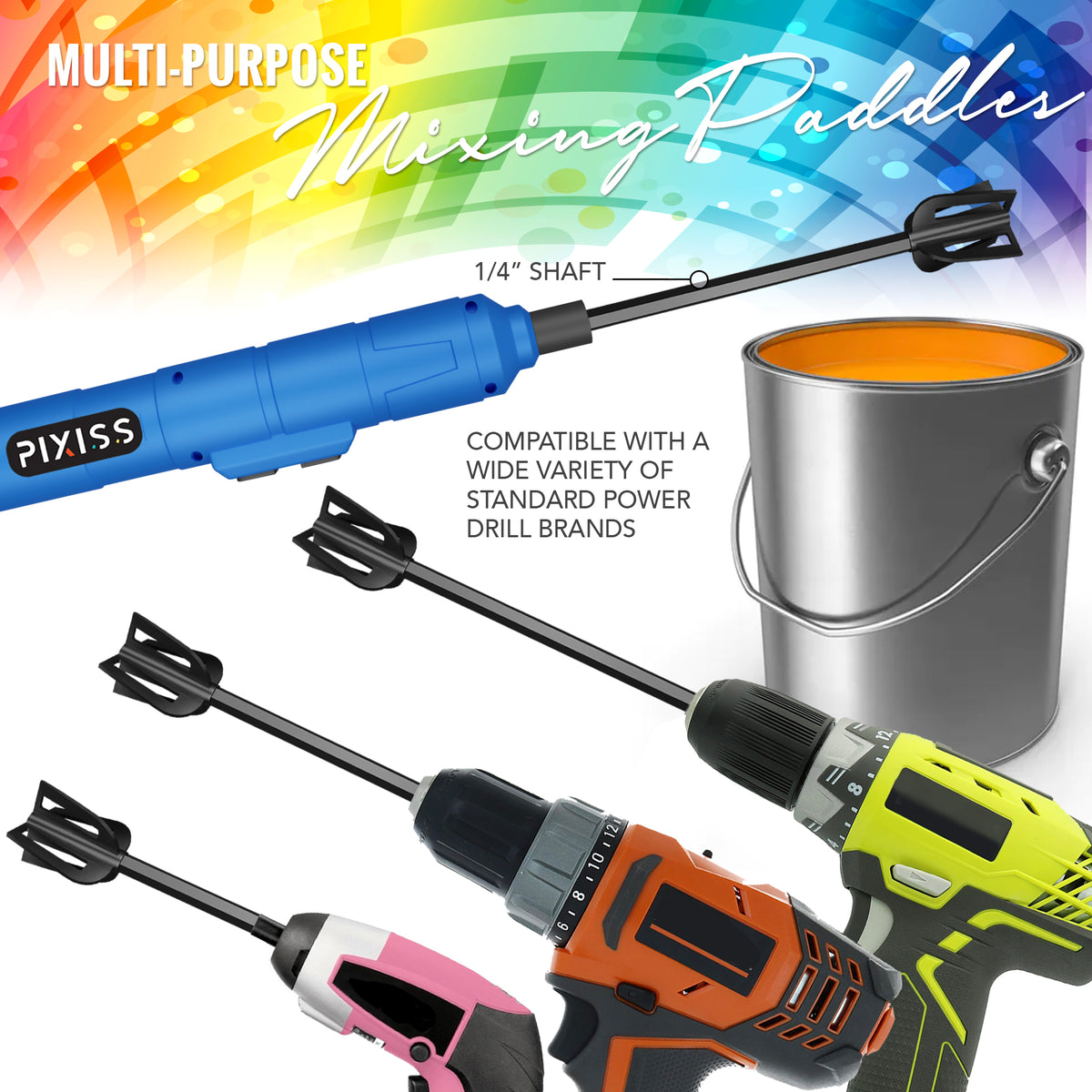Resin Mixer Epoxy Mixer Paddles - 12 Plastic Pixiss Multipurpose Bidirectional Paint Stirrer for Drill Epoxy & Paint Mixer Drill Attachment - Paint