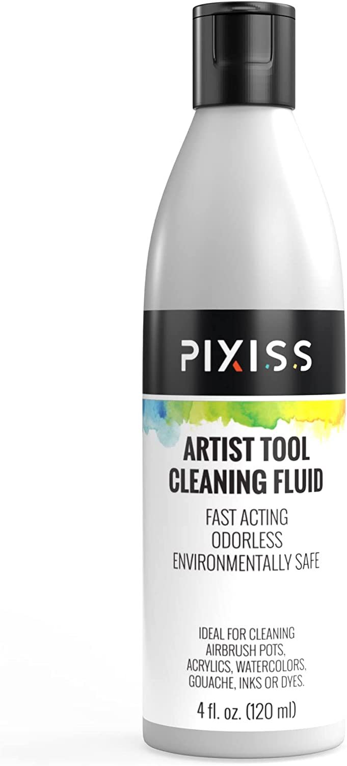 Pixiss Paint Brush Cleaner and Restorer, 4 Ounce Bottle - Small Paint Miniature Brushes Fine Tip 6pc