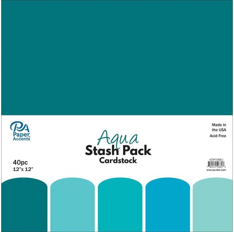 Paper Accents 40pc Stash Pack 12x12 Aqua