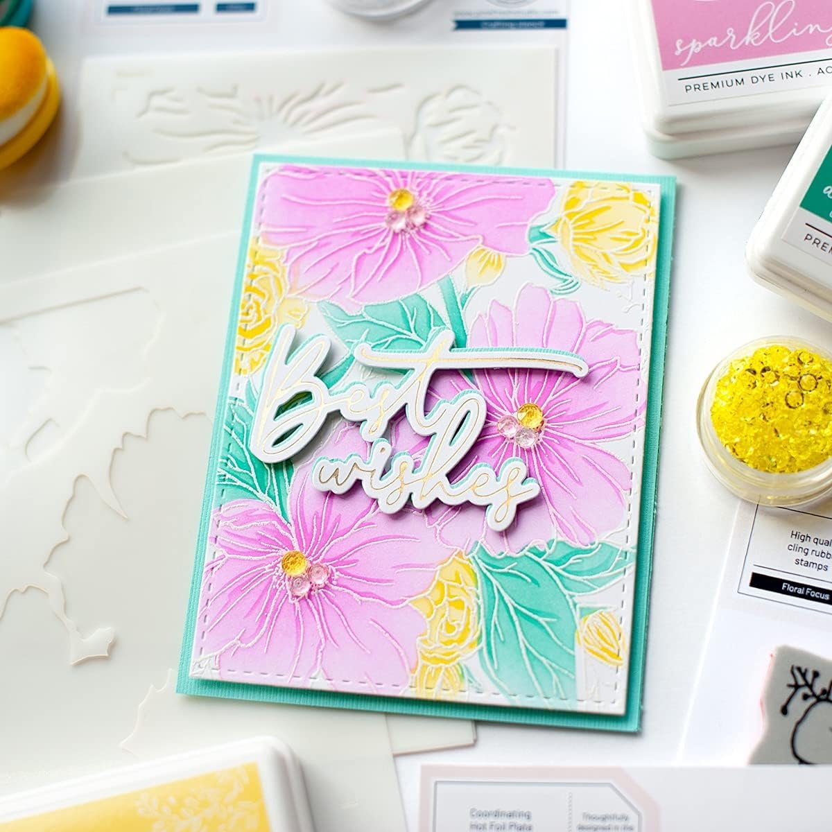 Pinkfresh Studio PINKFRESH Stencil A2 FLRL, Floral Focus Layering