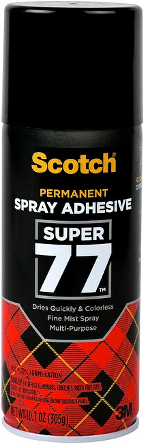 Scotch Super 77 Multipurpose Adhesive Spray, Bonds to Fabric, Cardboard, Plastic, Metal, Wood, Felt, and More, 10.7 Ounces (7716)