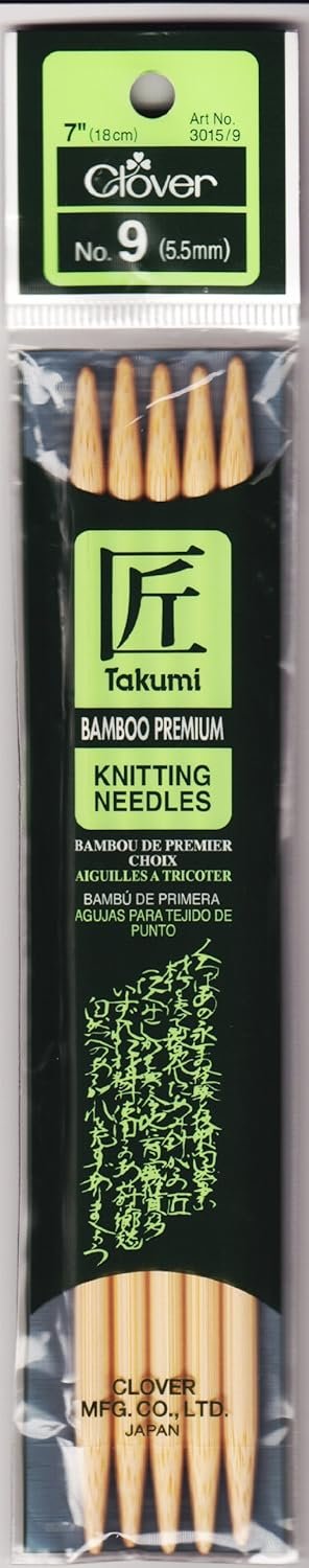 Clover 72690 Bamboo Double Point Knitting Needles 7 in. 5-Pkg-Size 9