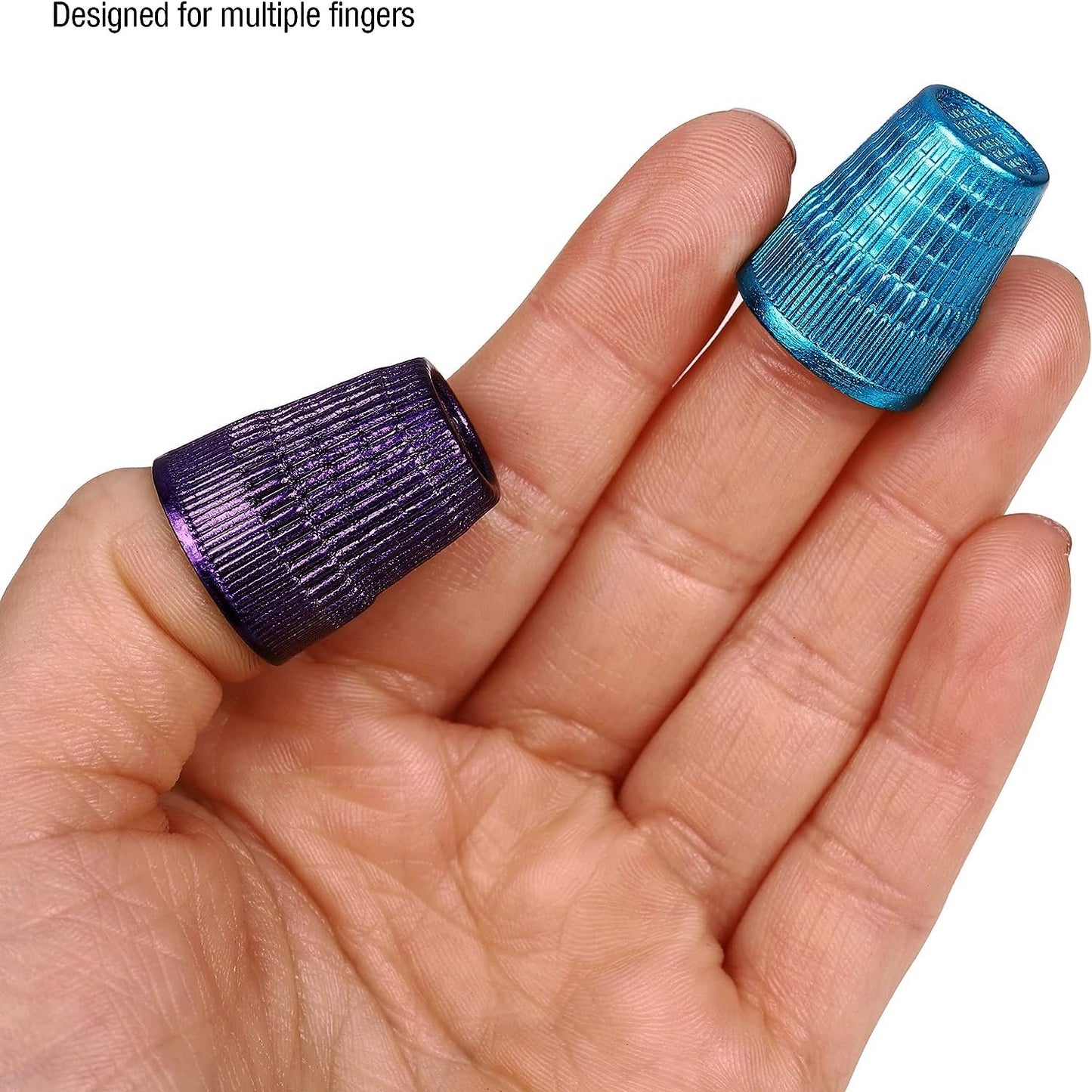 SINGER Slip Stop Thimbles, Size Small and Medium, Metallic Pink and Green - Set of 2