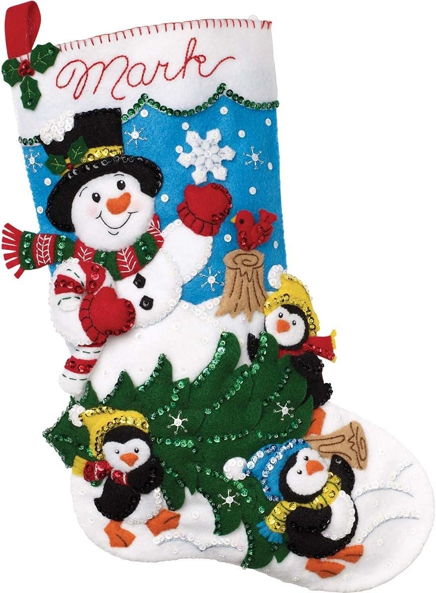 Bucilla Felt Applique 18" Stocking Making Kit, The Perfect Tree, Perfect for DIY Arts and Crafts, 89329E