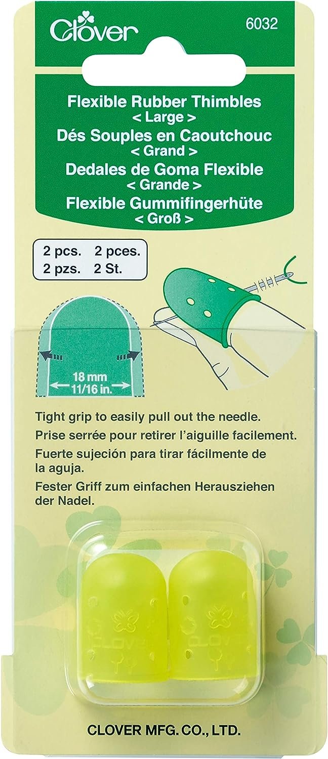 Dés à Coudre En Caoutchouc Clover - Lot De 2 - Taille Grande 18mm - Prise Ferme Pour Aiguilles