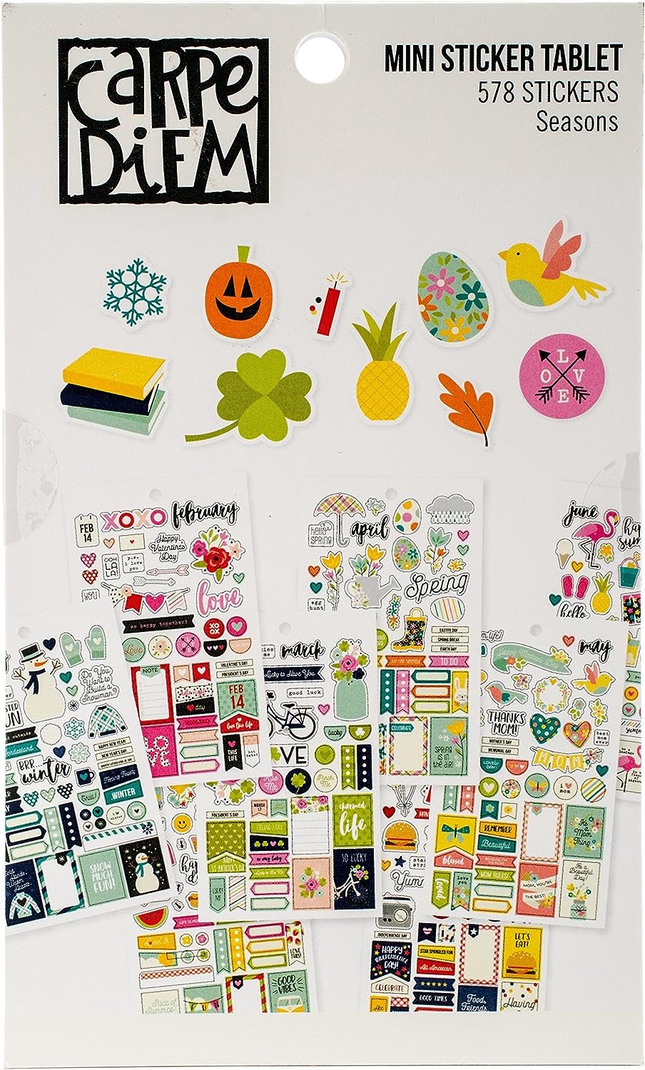 Carpe Diem Planner Essentials Seasons Mini Sticker Tablet, 12 Count (Pack of 1)