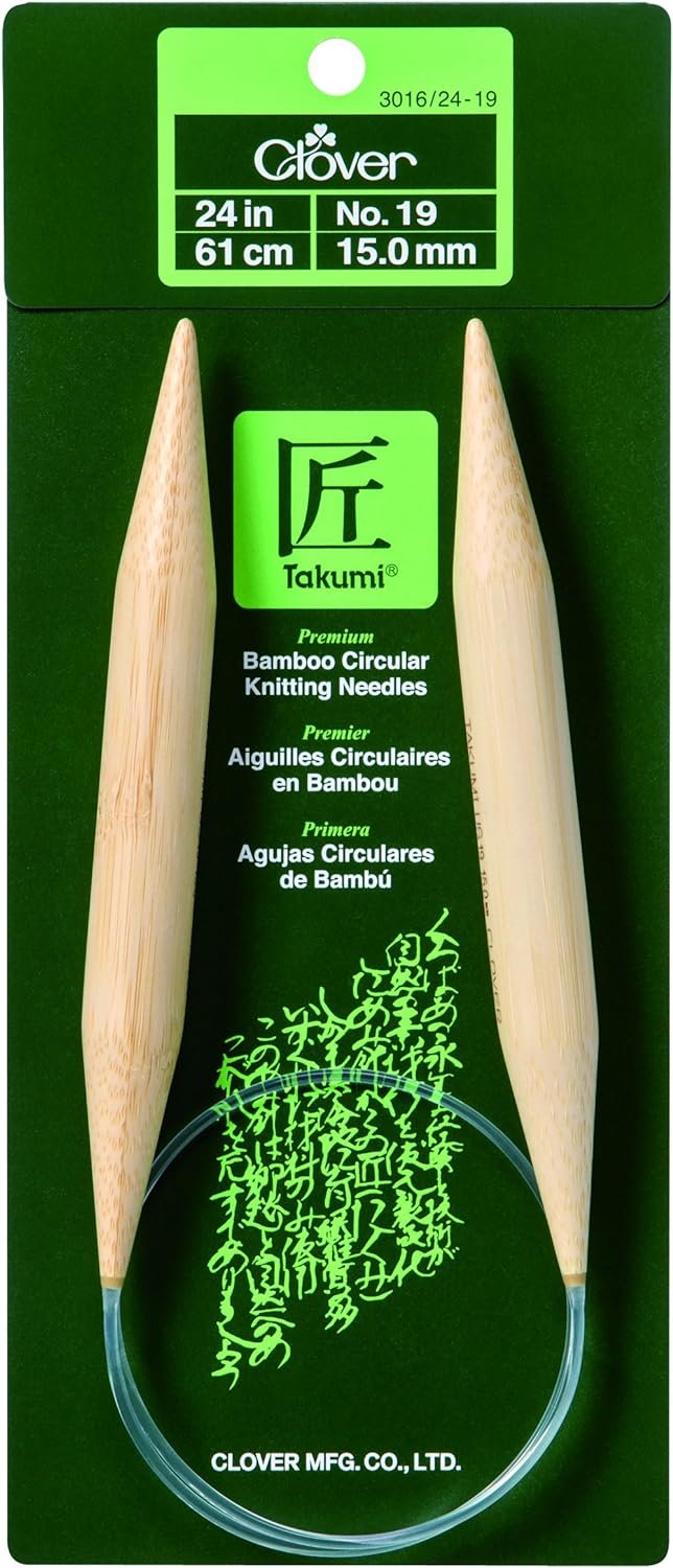 Clover Bamboo Circular Knitting Needles 24in/ No. 19, 24", Green,Brown