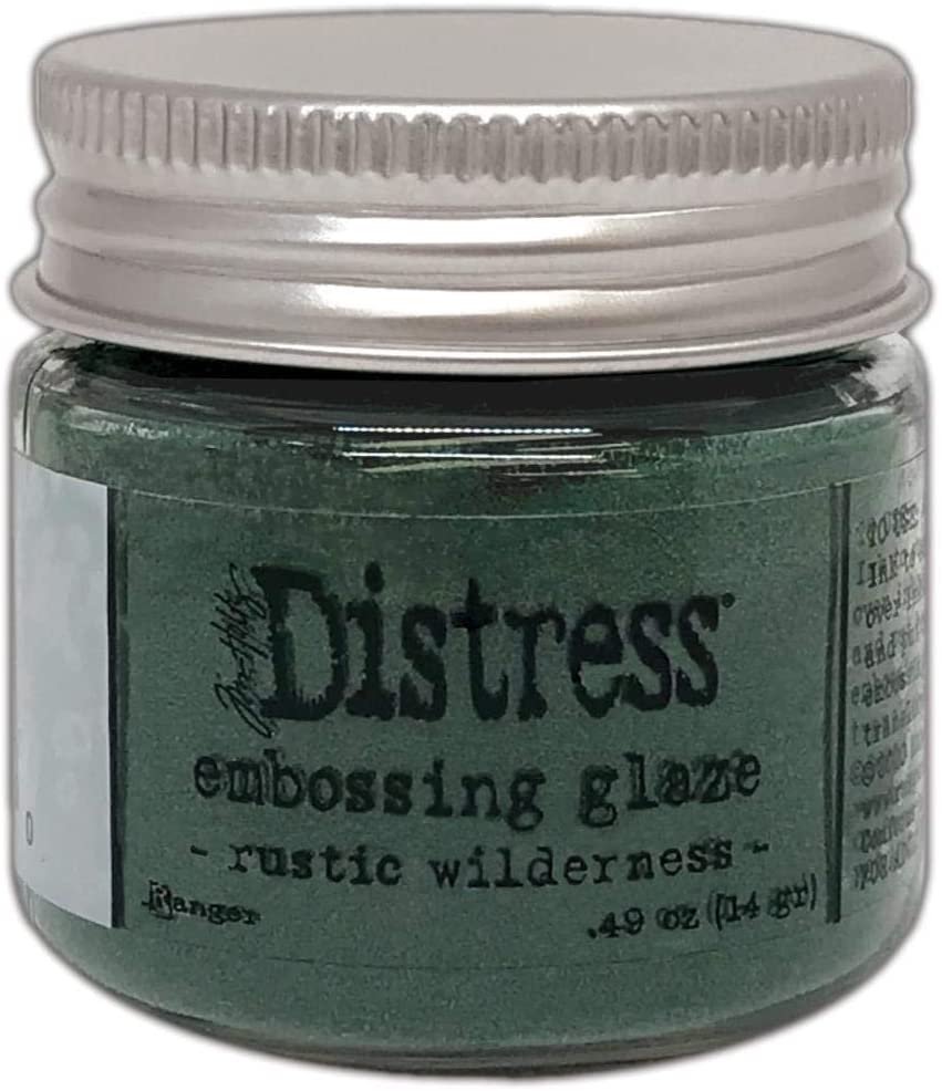 Tim Holtz Distress Embossing Glazes - Speckled Egg, Kitsch Flamingo, Crackling Campfire & Rustic Wilderness - 4 Item Bundle