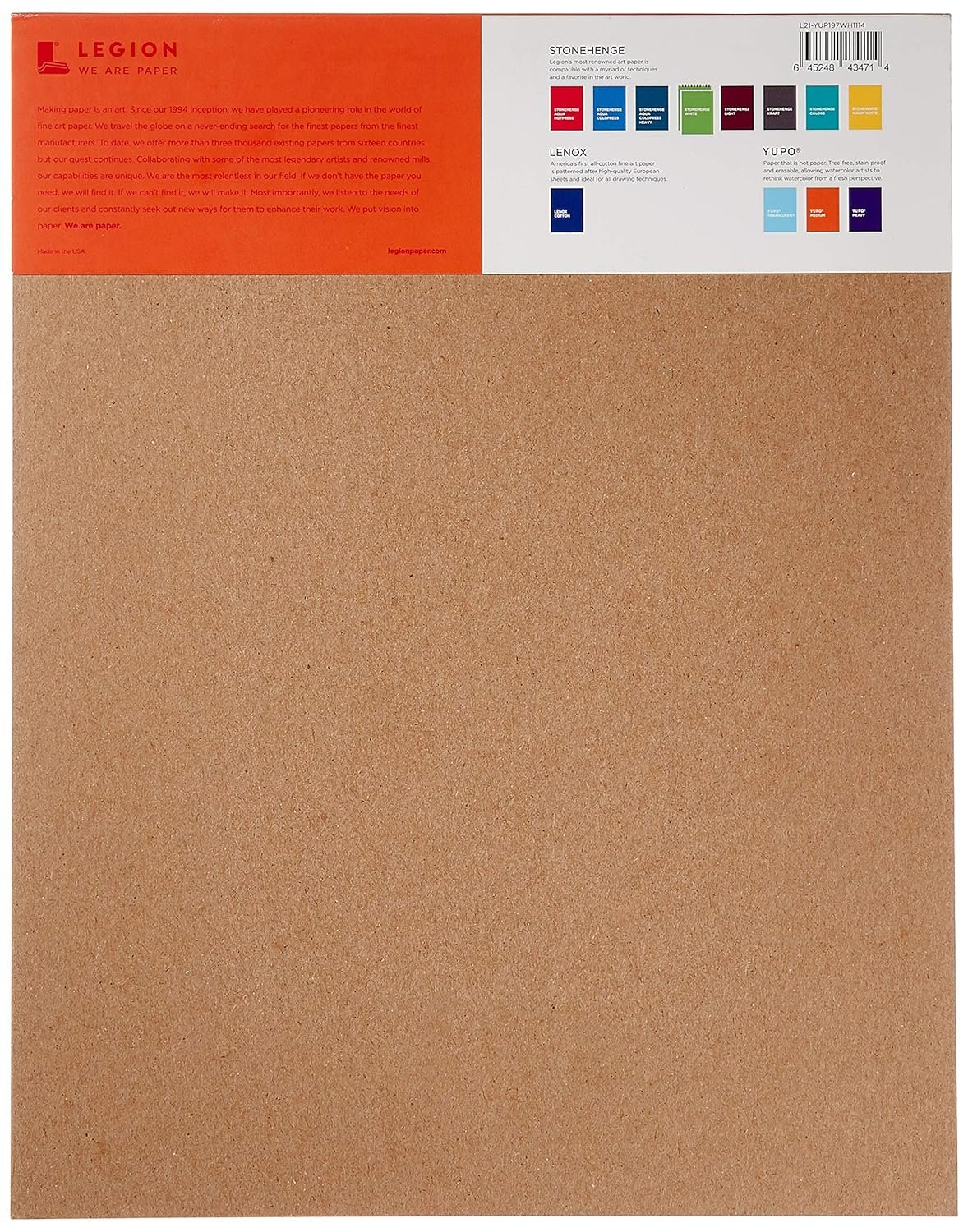 Legion Paper L21YUP197WH1114 Tape Binding Watercolor Pad, Acid-Free, Waterproof, 11" x 14" Size, Polypropylene, White
