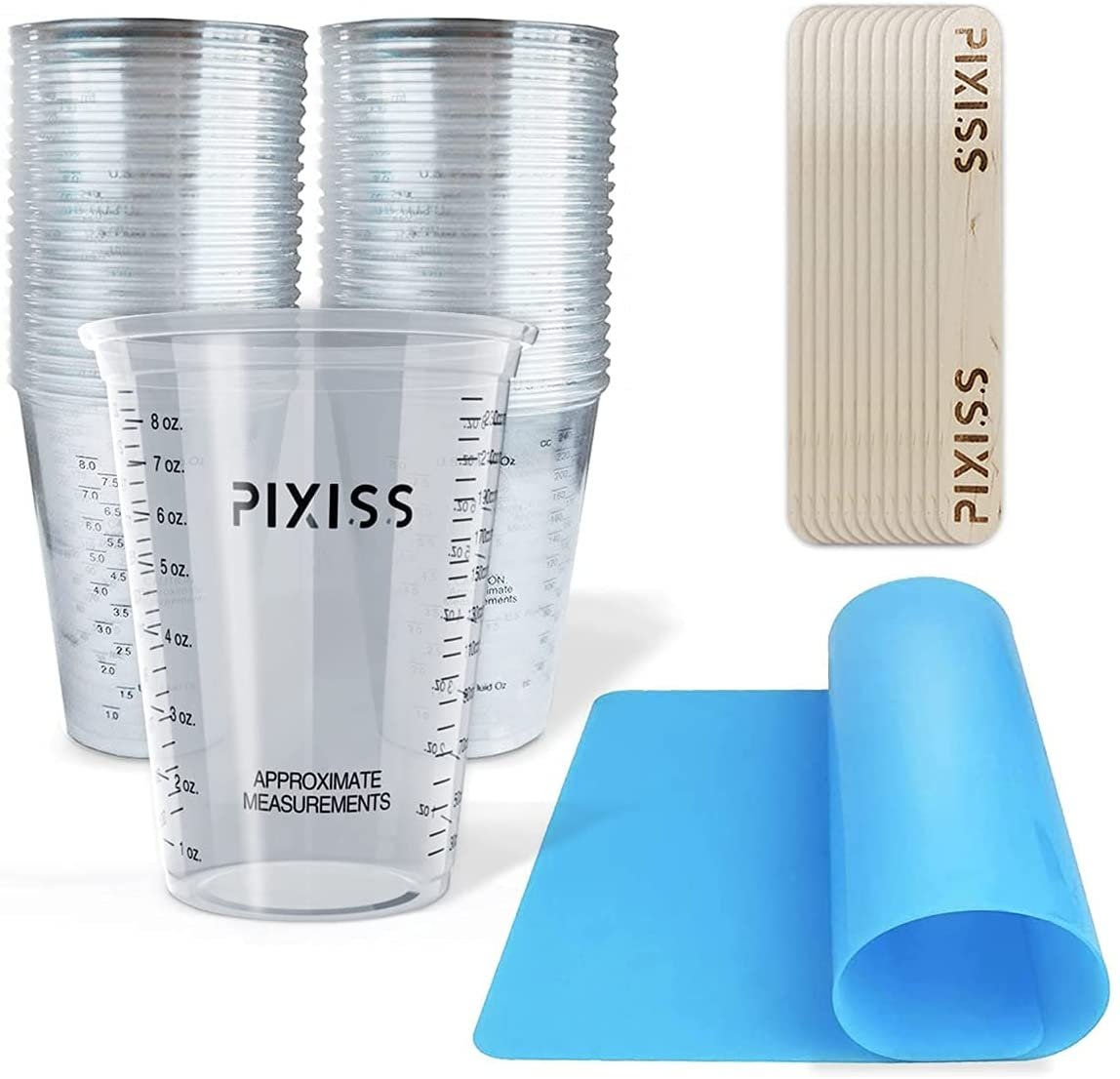 Disposable Measuring Cups for Resin - 20x Pixiss 10 Ounce Graduated Mixing Cups for Epoxy Resin