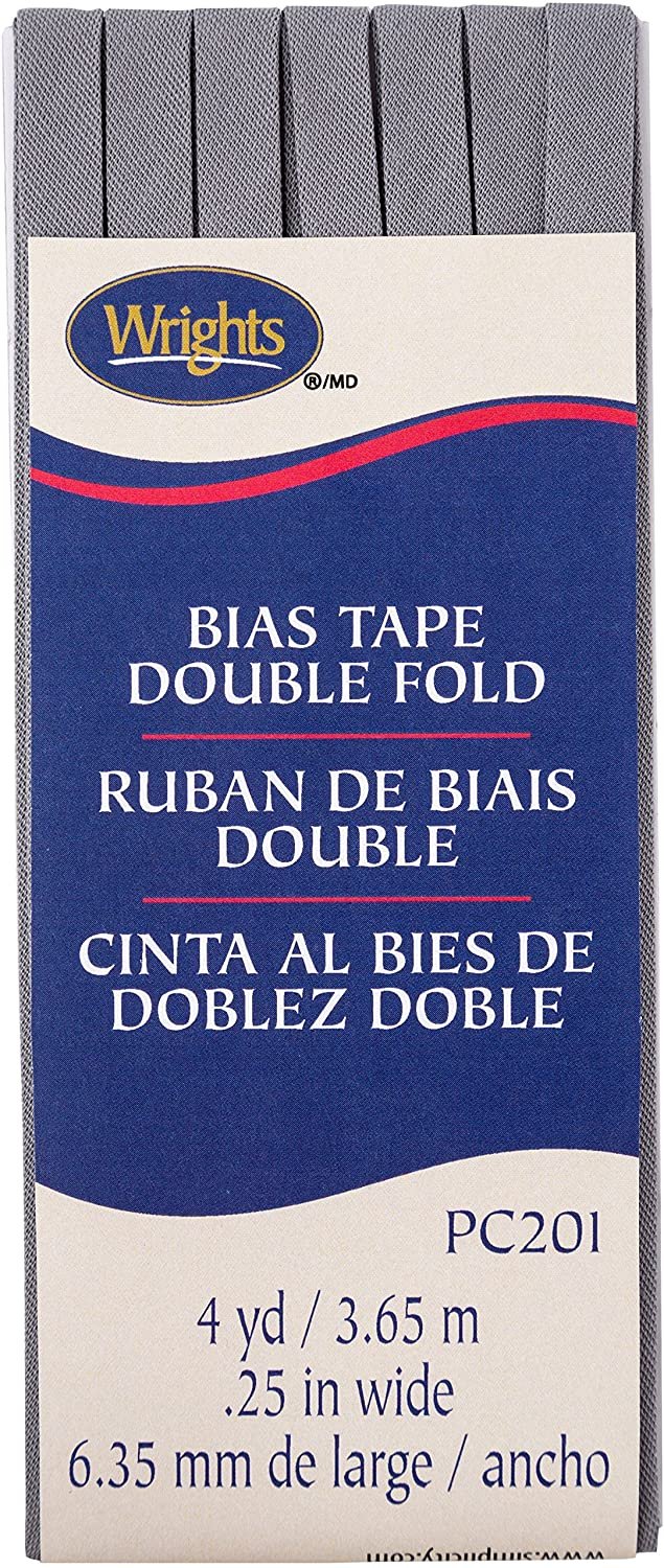 Wrights Light Grey Double Fold Bias Tape 1/4" X4yd