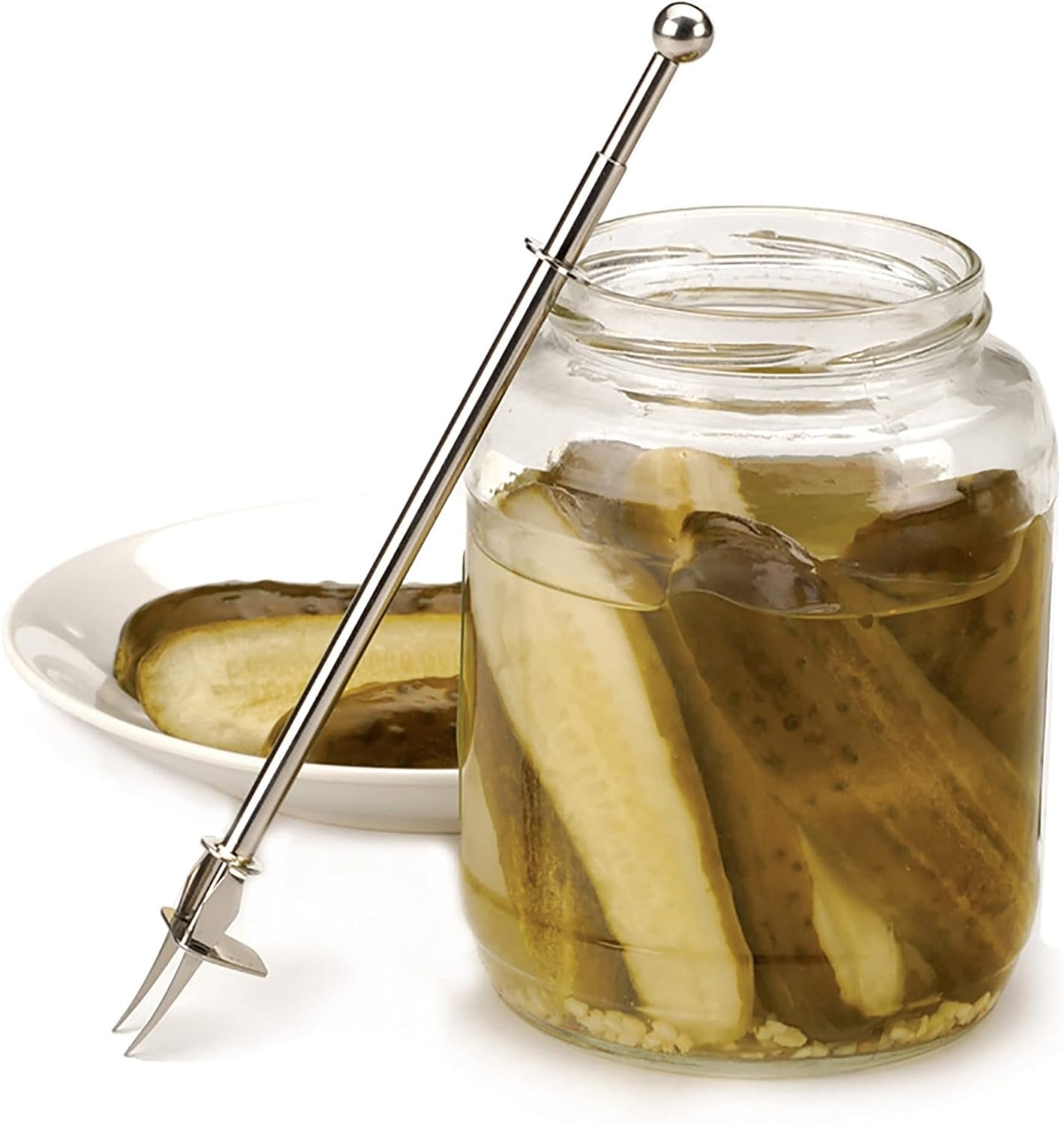 RSVP Endurance 18/8 Stainless Steel Long-Reach Pickle Fork, 8-1/2- Inch
