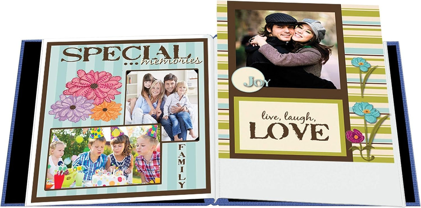 Pioneer MB10CB-F/SB 12-Inch by 12-Inch Book Cloth Cover Postbound Album with Window, Sky Blue