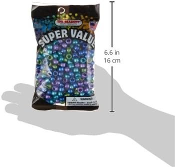 Beadery Pony Beads 6mmX9mm 415/Pkg, Cool Pearl Multicolor