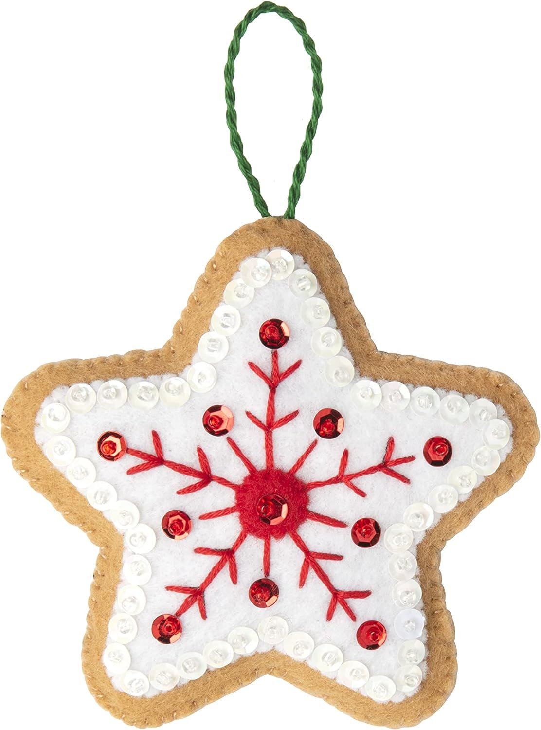 Bucilla Felt Applique 12 Piece Ornament Making Kit, Gingerbread Santa, Perfect for DIY Arts and Crafts, 89301E