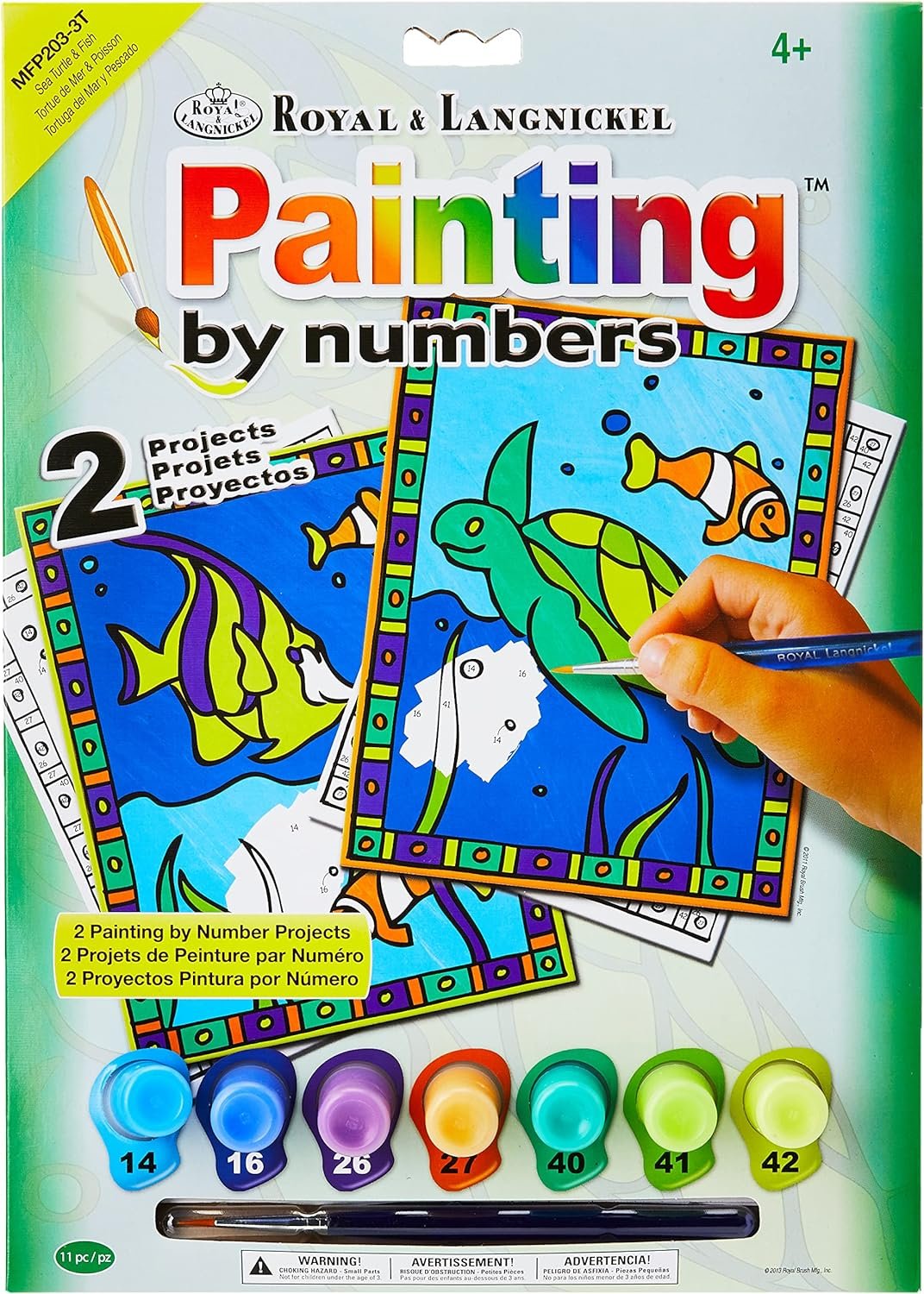 Royal Brush My First Paint By Number Kit 8.75 by 11.375-Inch-Sea Turtle and Fish, 2/projects(422094)
