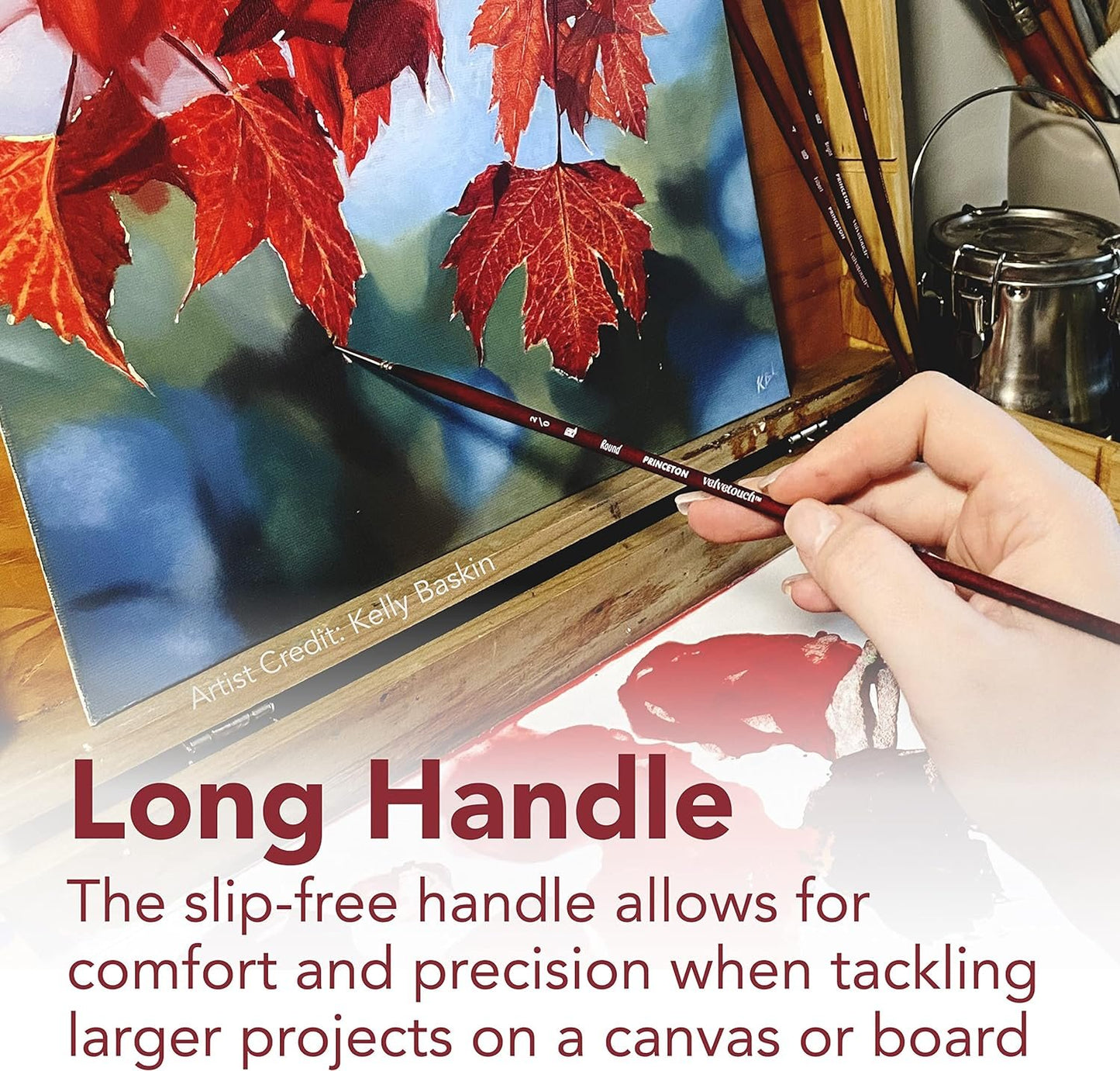 Princeton Velvetouch Jenna Rainey Blooms Brush, Long Handle, Size 12 - Professional Artist Brushes for Mixed Media, Acrylic, Oil
