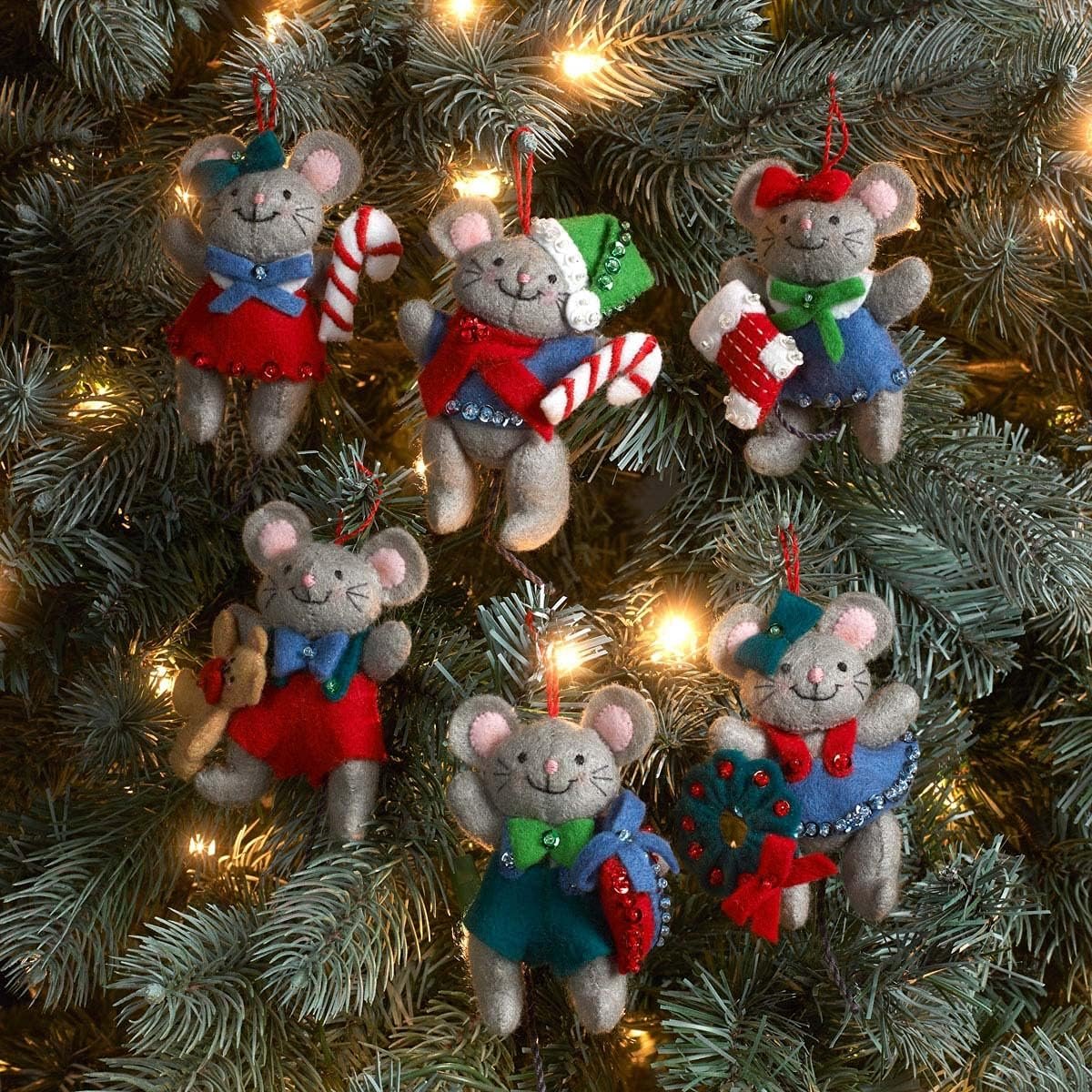 Bucilla 89288E Felt Applique Christmas Ornament Kit, Night Before Christmas, Set of 6