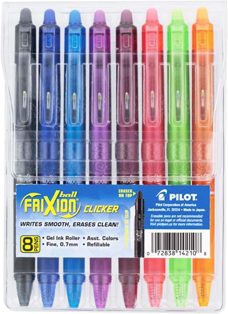 PILOT Frixion Clicker Fine 8 pk Pouch II Notion, Assorted