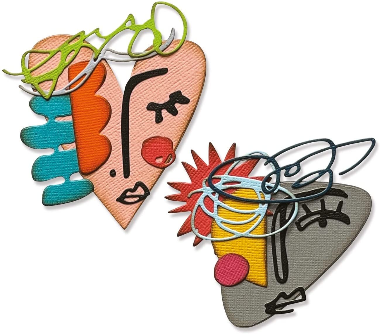 Sizzix Thinlits Die Set 19PK Abstract Faces by Tim Holtz | 665845 |Chapter 2 2022, Multicolor