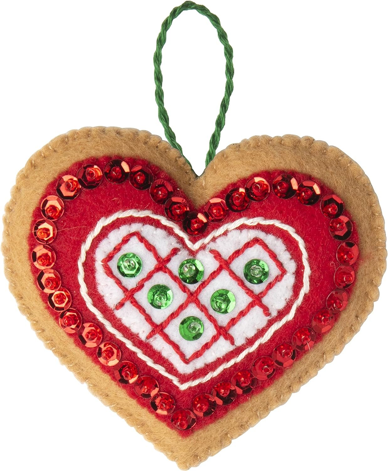 Bucilla Felt Applique 12 Piece Ornament Making Kit, Gingerbread Santa, Perfect for DIY Arts and Crafts, 89301E