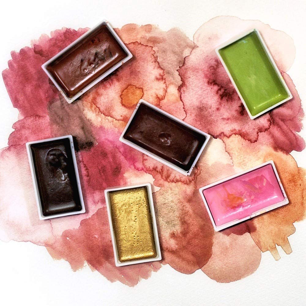 Kuretake GANSAI TAMBI Watercolor, Handcrafted, Professional-Quality Pigment Inks for Artists and Crafters, AP-Certified, Blendable, Show up on Dark Papers, Made in Japan